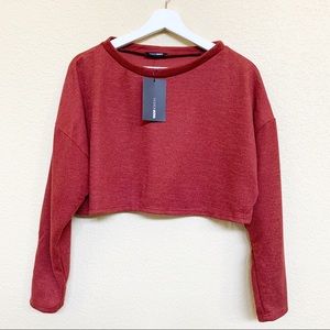 NWT FASHION NOVA Drop Shoulder Crop Top